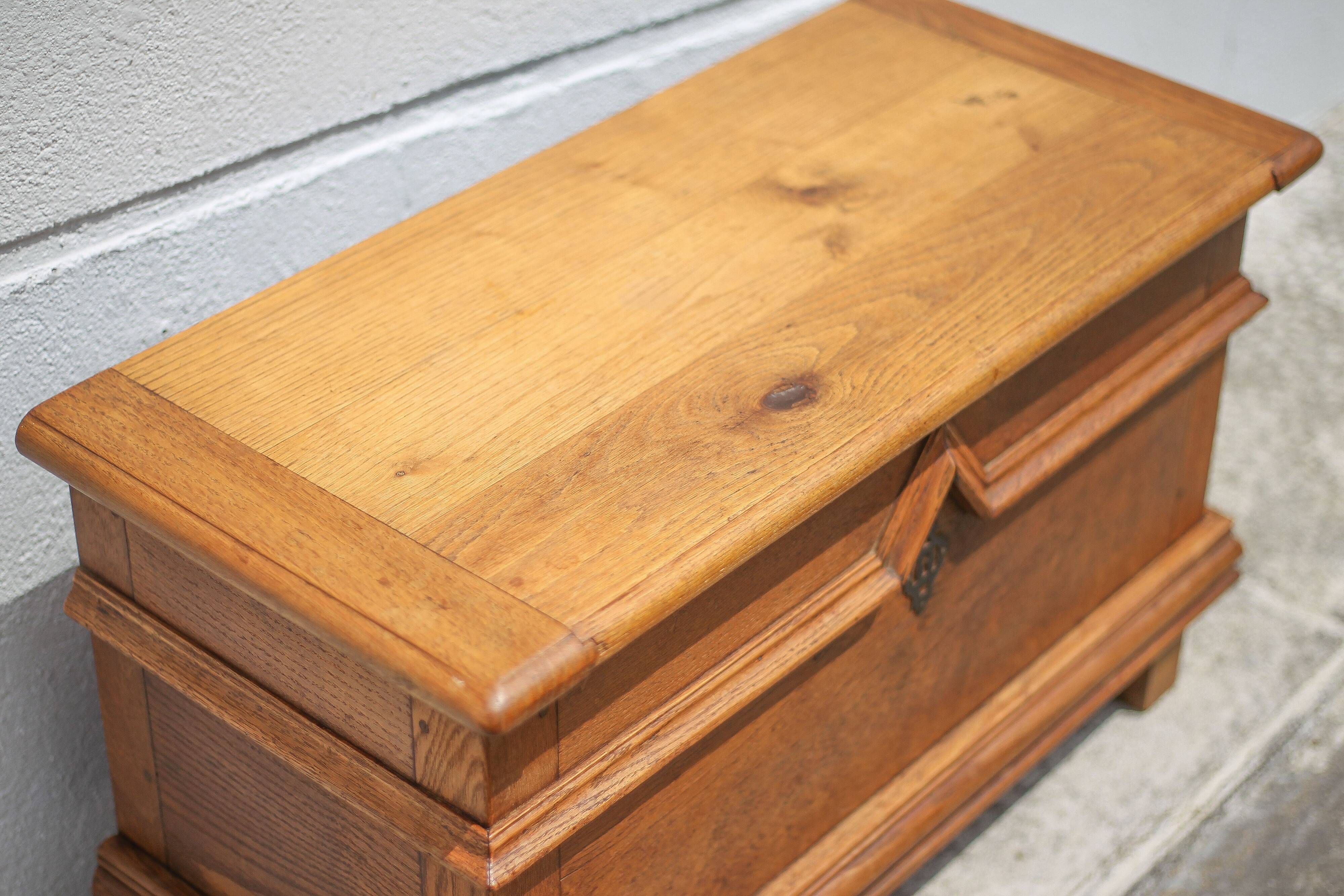 Old wooden chest, small storage chest, side table, wooden storage, trunk, wooden furniture