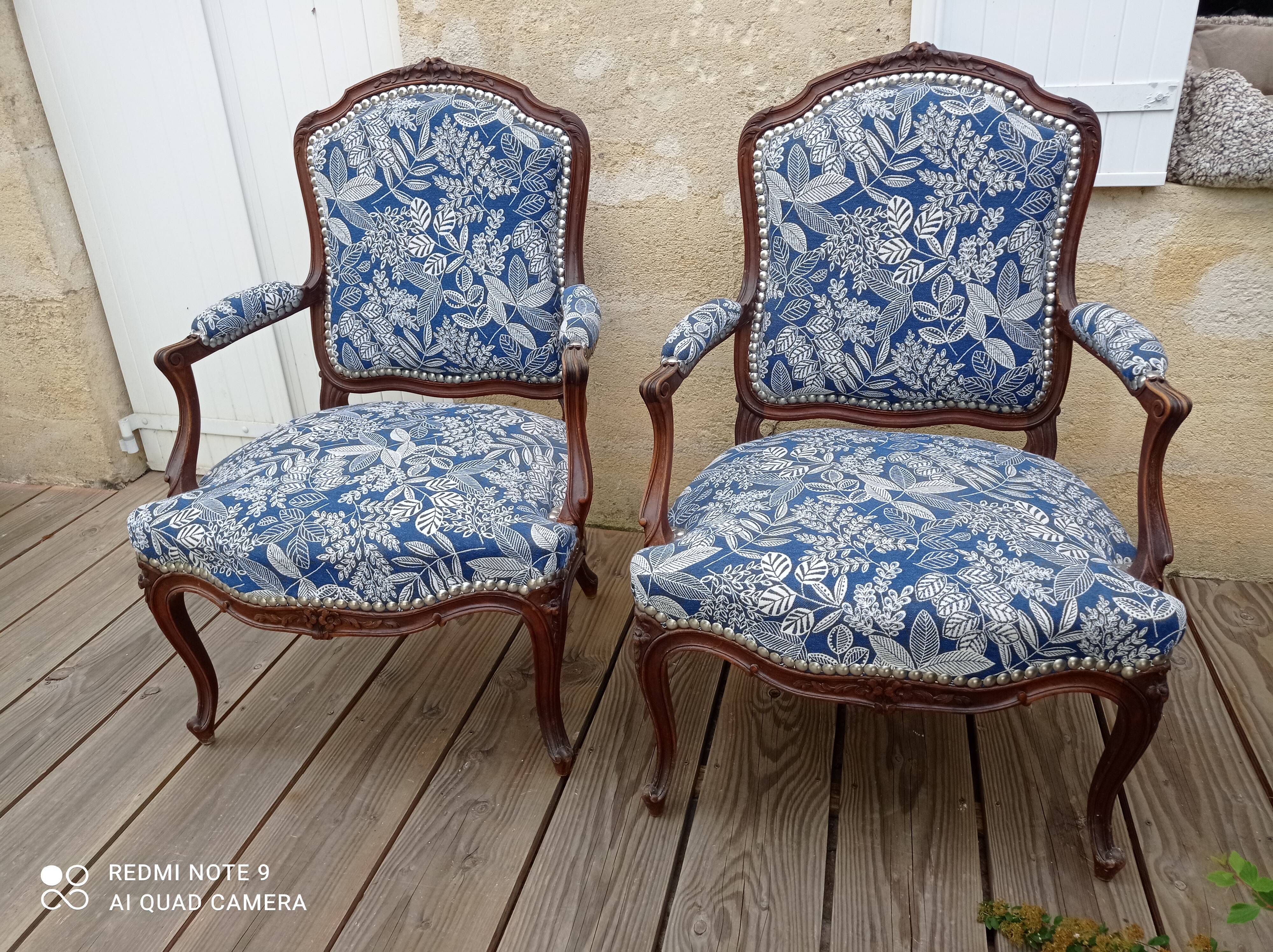 Pair of Louis XV style armchairs