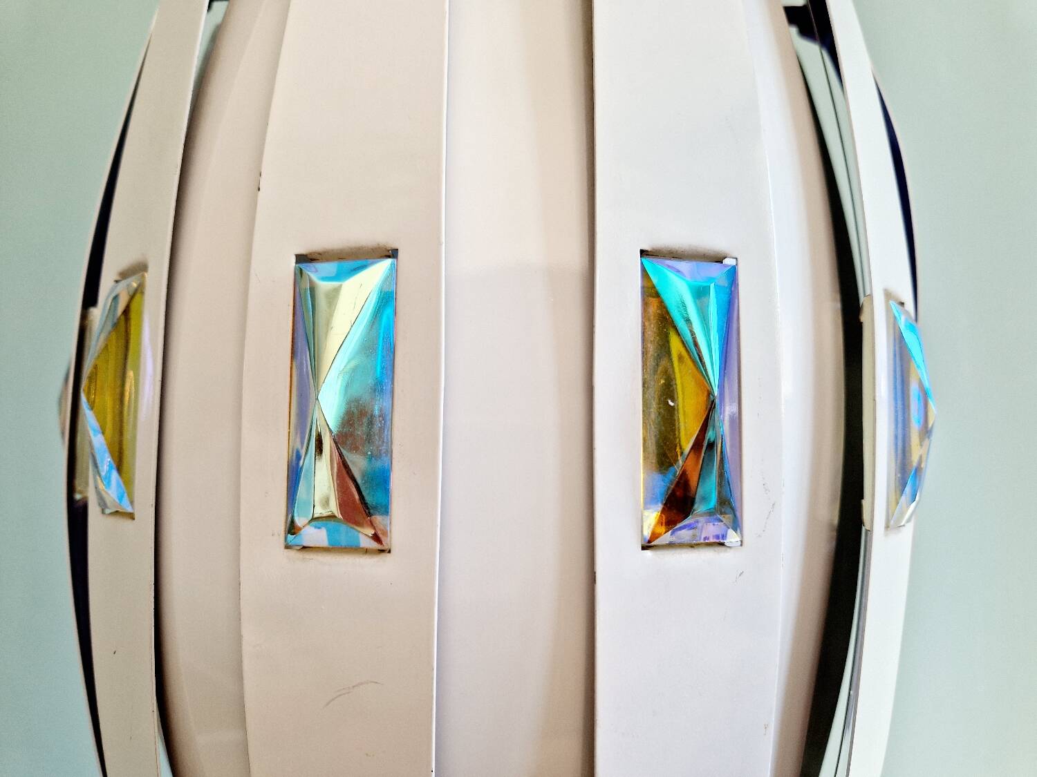 Scandinavian pendant light in metal and prismatic glass, Werner Schou, 1960-70