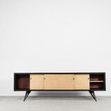 Mid-Century Elegant Black and Maple Scandinavian Vintage Sideboard, 1960s