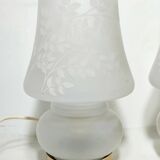 Par de lámparas de mesa de cristal. España 1990s.