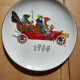Dessert plates and their Gien earthenware dish illustrated by J. Charmoz automobile theme