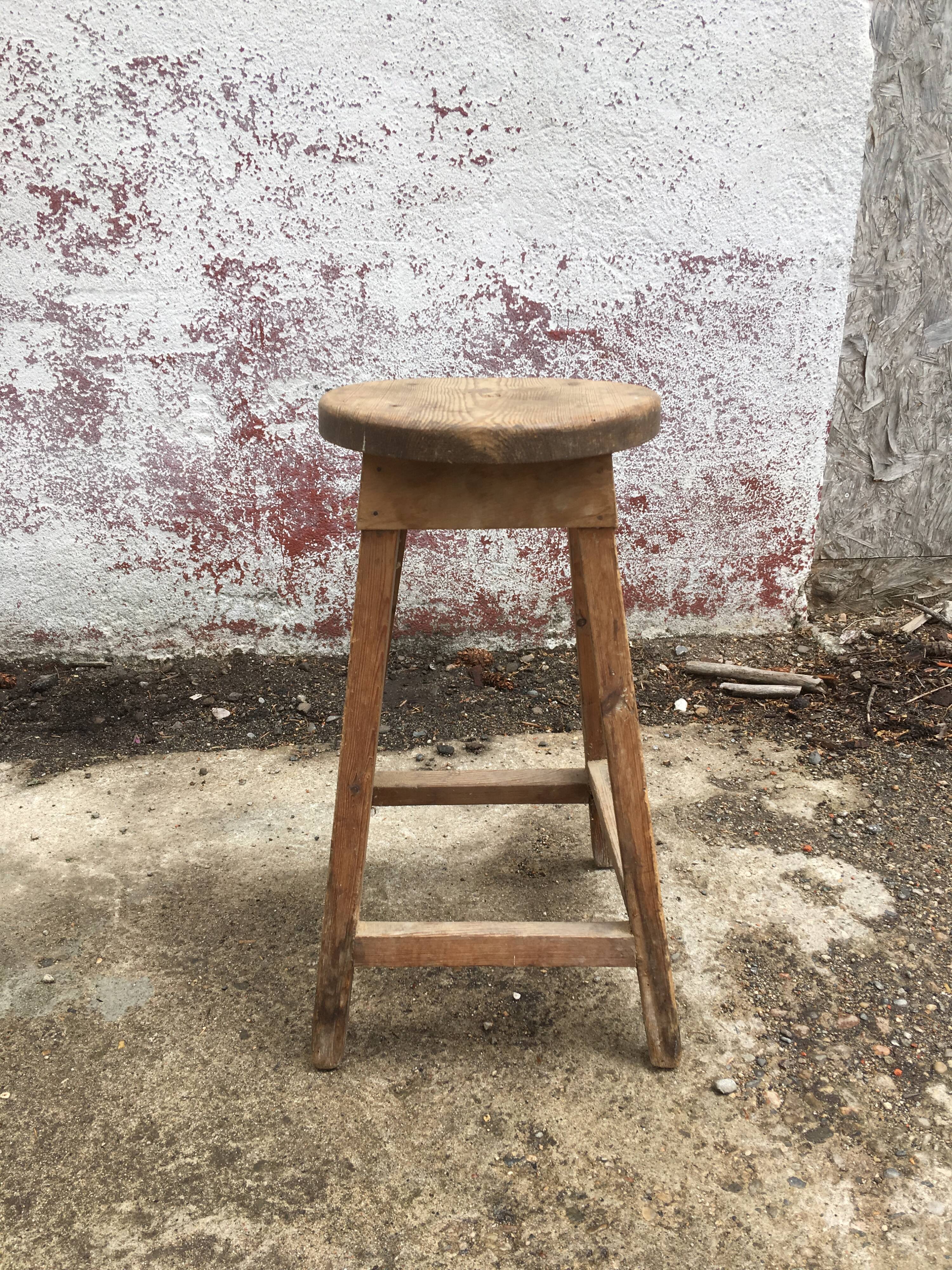 Wooden workshop stool in its juice