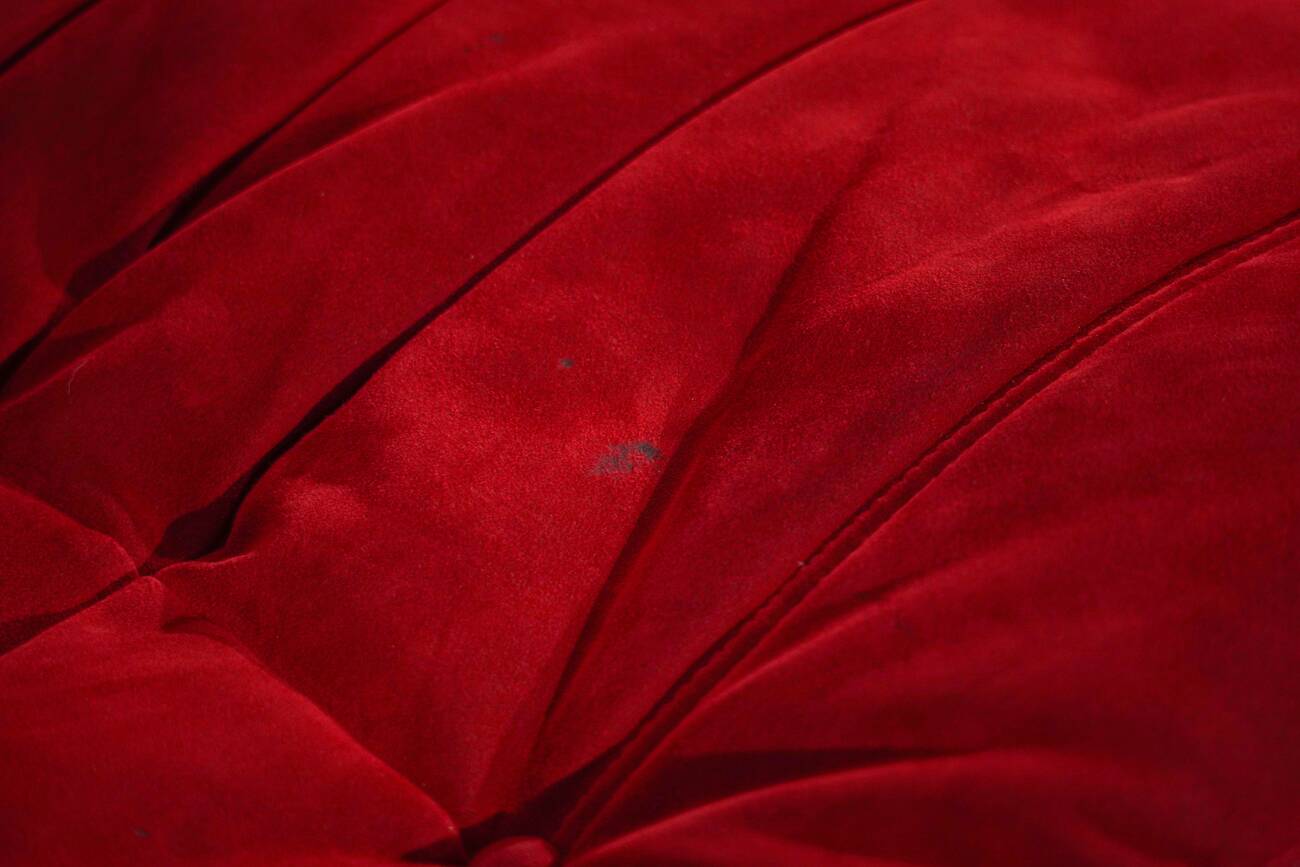 Red Alcantara Togo 2-seater sofa and corner by Michel Ducaroy for Ligne Roset, 2000s