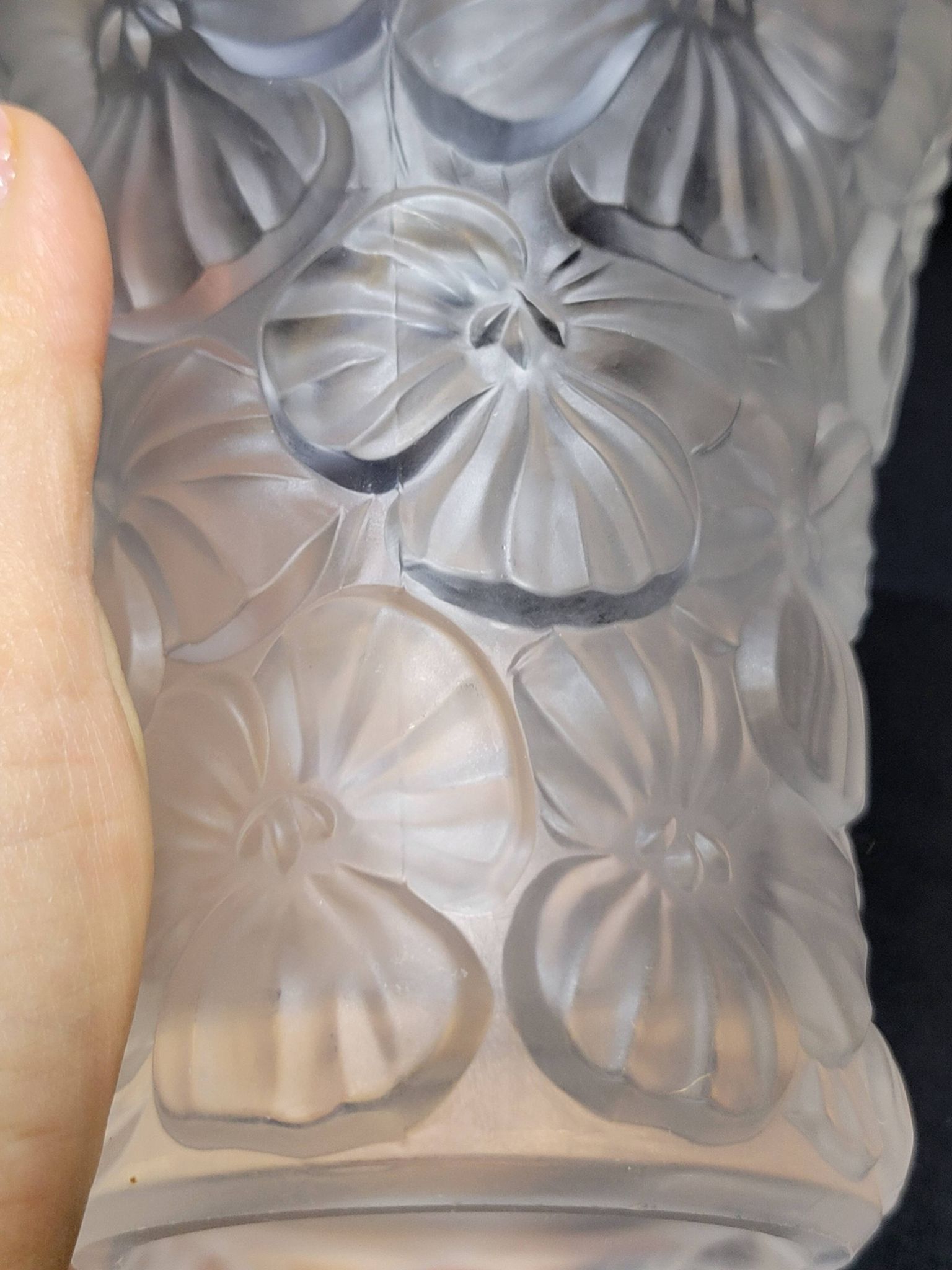 Josef Inwald Barolac Glassware Floral Vase Molded Pressed Frosted Art Glass