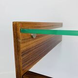 Rosewood and glass chest of drawers, 1960s, Scandinavian storage furniture.