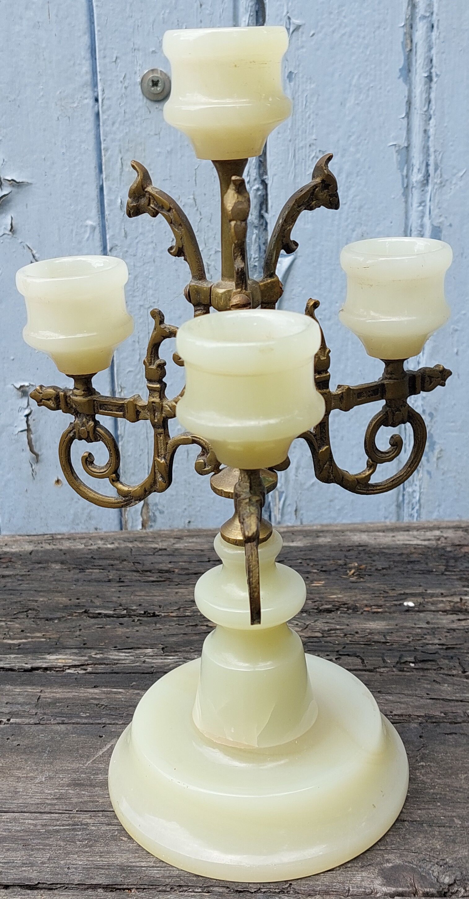 Alabaster candle holder