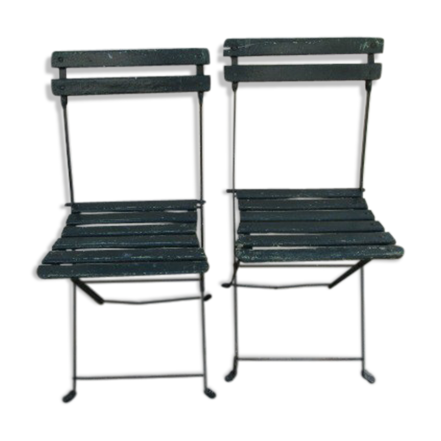Pair of old folding garden chairs