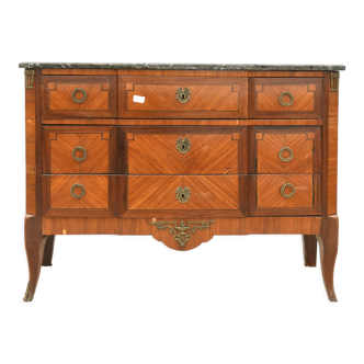 Transition style marquetry chest of drawers