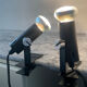 A pair of clamp lamps from the 1970s.