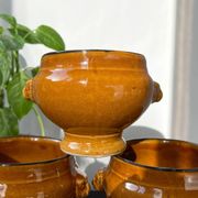 6 onion soup bowls in ochre glazed stoneware by Emile Henry