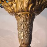 lampe ancienne bronze massif et abat jour verre