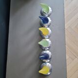 6 vintage horn coat hooks in resin and aluminium