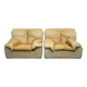 Vintage pair of leather armchairs by Ammannati and Vitelli for Brunati, Italy 1970s.