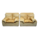 Vintage pair of leather armchairs by Ammannati and Vitelli for Brunati, Italy 1970s.