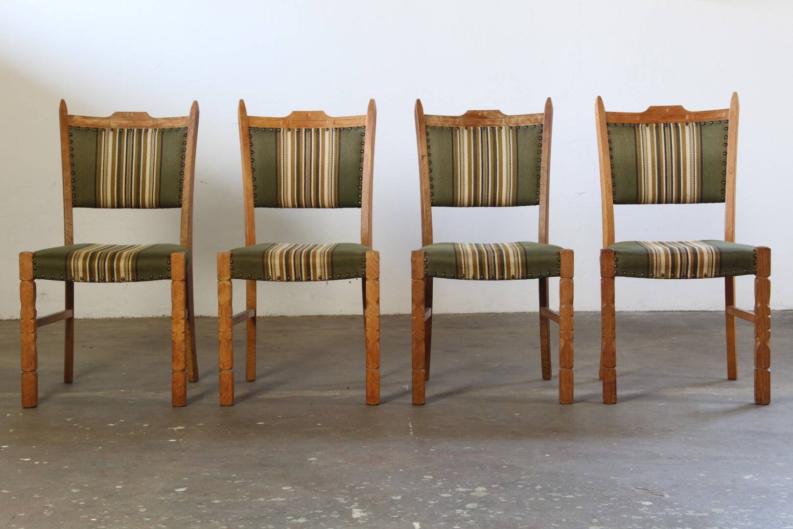 Vintage Danish Brutalist Oak Dining Chairs, Henning Kjærnulf style, 1960s
