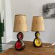 Pair of ceramic lamps freeform vintage 50s