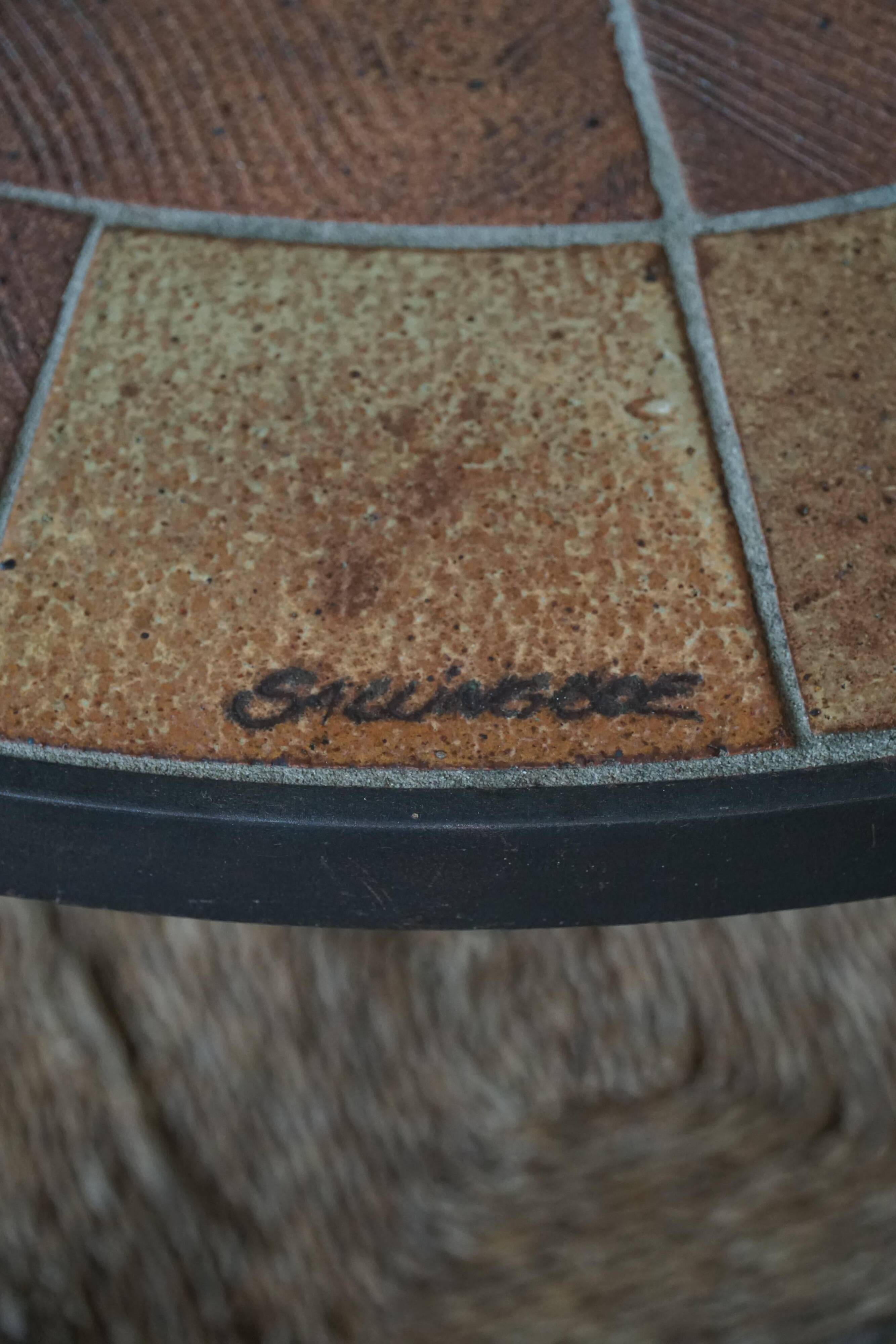 Modern Danish coffee table in steel and ceramic tiles by Sallingboe from the 1970s.