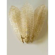 Luxury Venetian Set of Two Wall Sconces in Amber "Graniglia" Leaves Murano