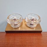 Double wall light in brass and glass, Space Age style, Cosack, 1970