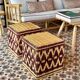 Pouf en rotin et osier bordeaux