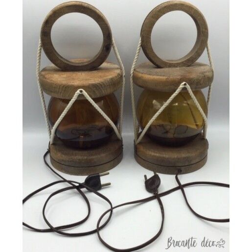 Pair of electrified vintage lanterns to install or hang