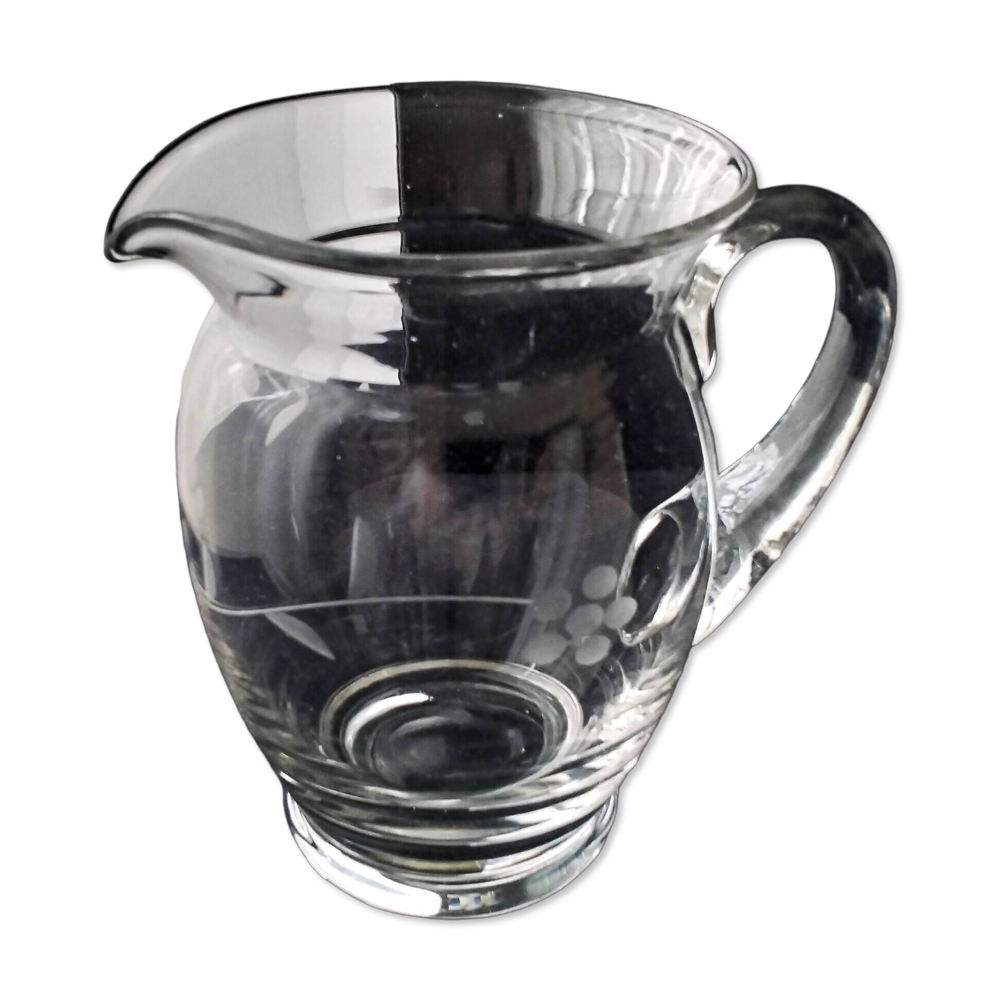 Water carafe, blown glass jug, sanded decor 1 L