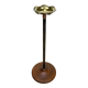 Brass ashtray on metal stand and wooden base