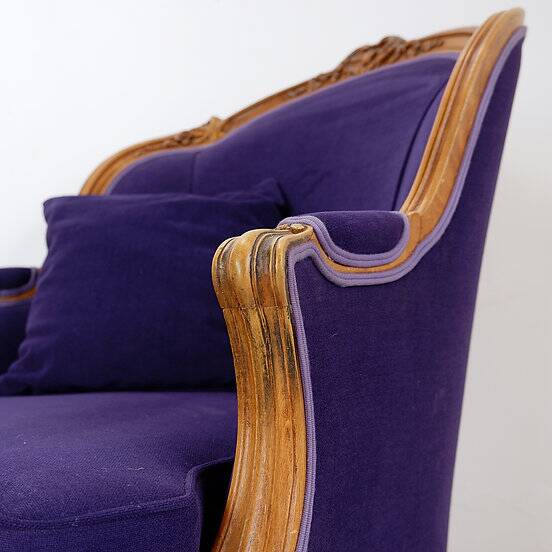 French bergere armchair - New mauve velvet upholstery