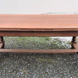 Oak farmhouse table with double-trays, from the 70s