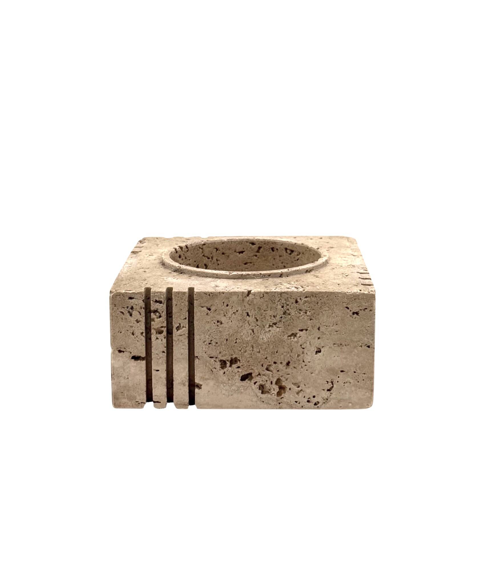 Travertine cubic vide poche / ashtray, Cerri Nestore, Italy, 1970s