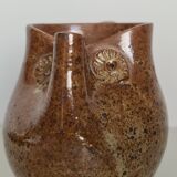 Zoomorphic pitcher owl or owl in pyrite stoneware / collection / ceramics / vintage / France / 50s / mid-century / twentieth century