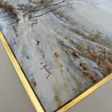 Watercolor painting by Eduard Heller (born in 1852) "Snowy Landscape"