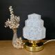 Table lamp vintage globe art deco glass of Clichy white