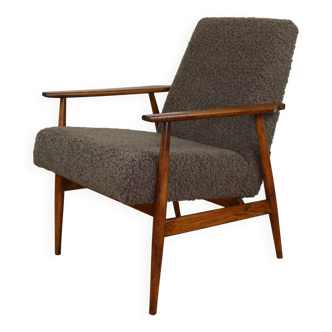Armchair 'Lis', 1970s brown chocolate brown boucle design by Henryk Lis - 2 pieces available