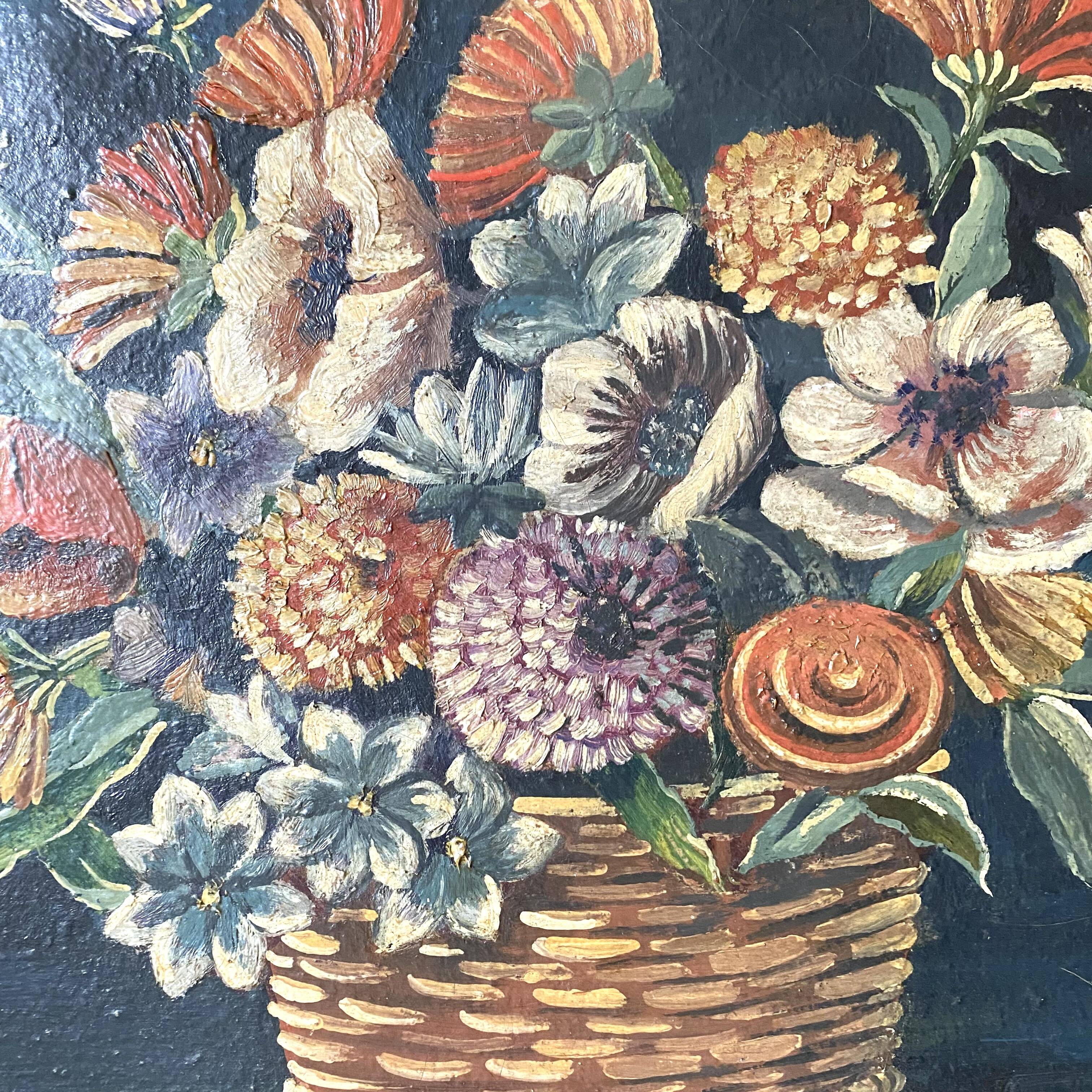 Oil on canvas, framed still life bouquet of flowers