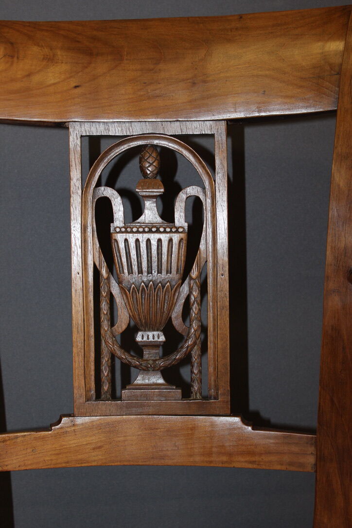 Pair of straw armchairs in cherry wood Directoire early XIX