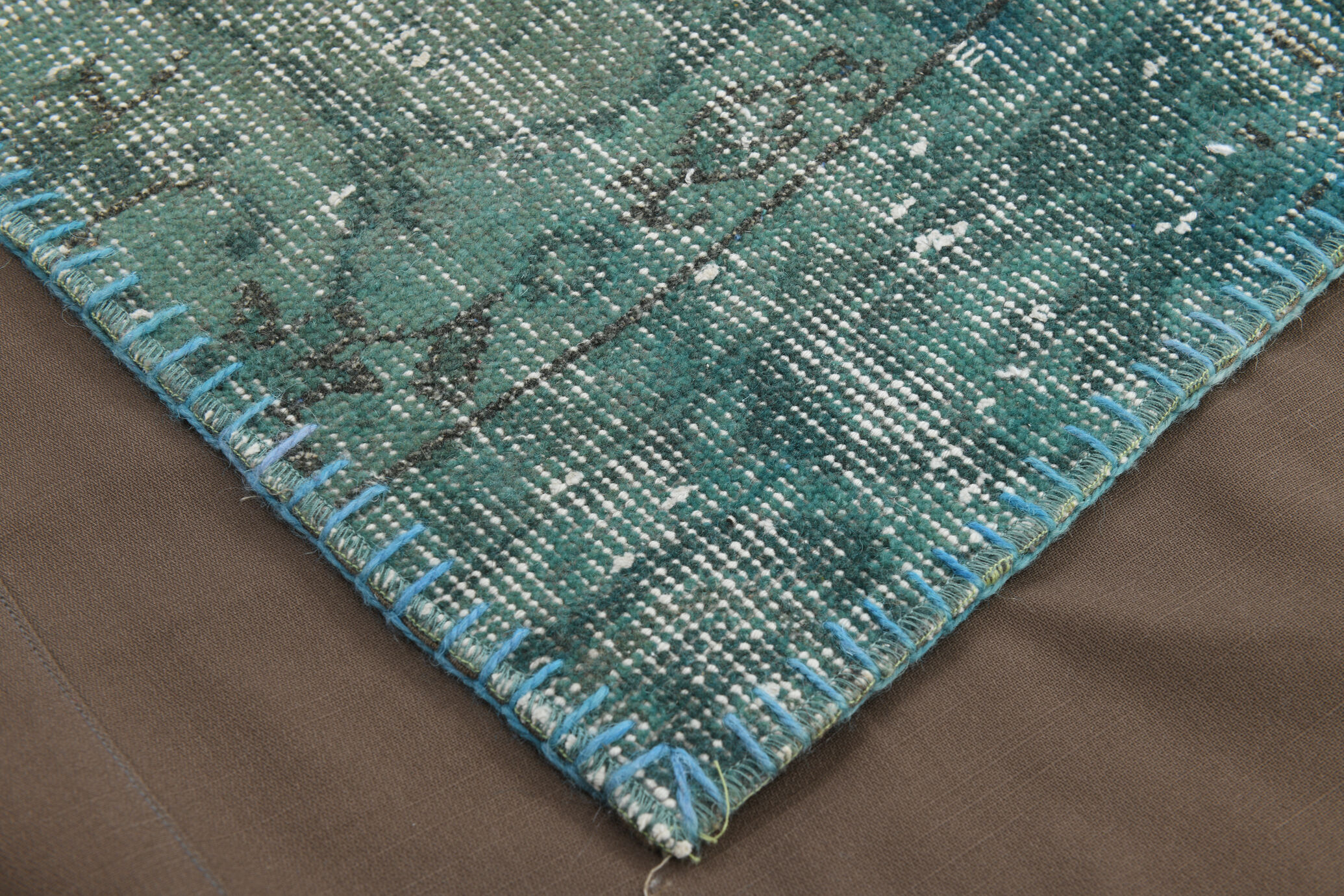 7x10 Green Vintage Patchwork Rug 300x210Cm