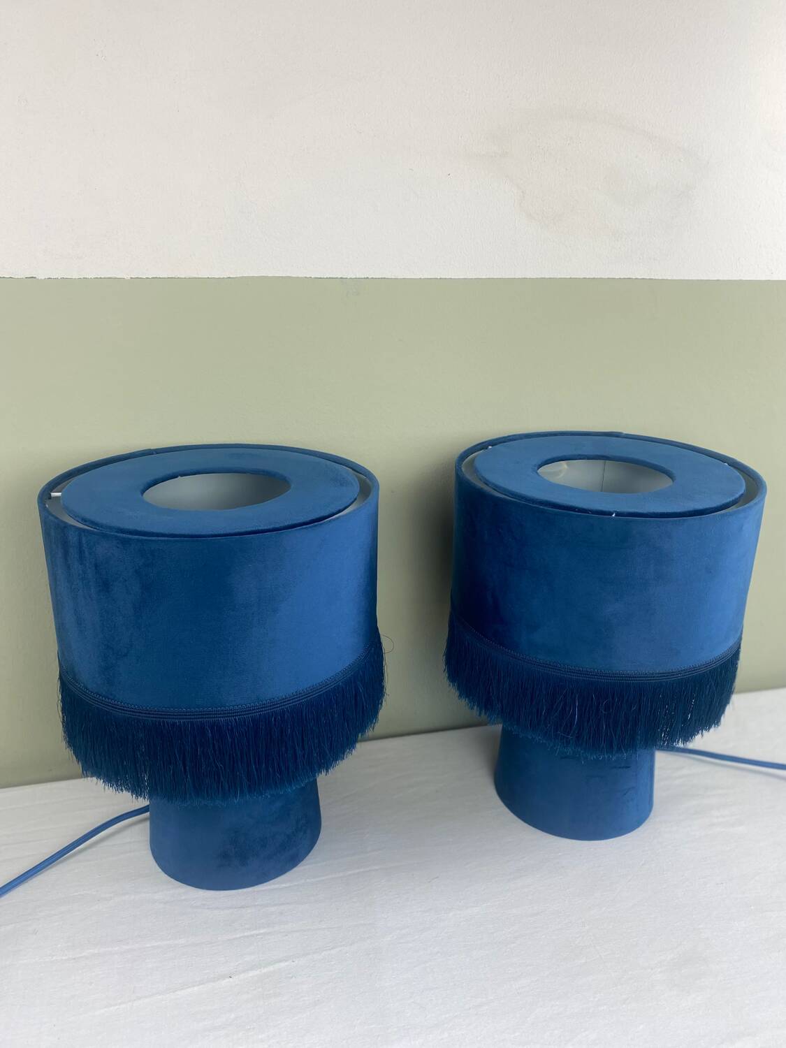 Blue velvet lamps