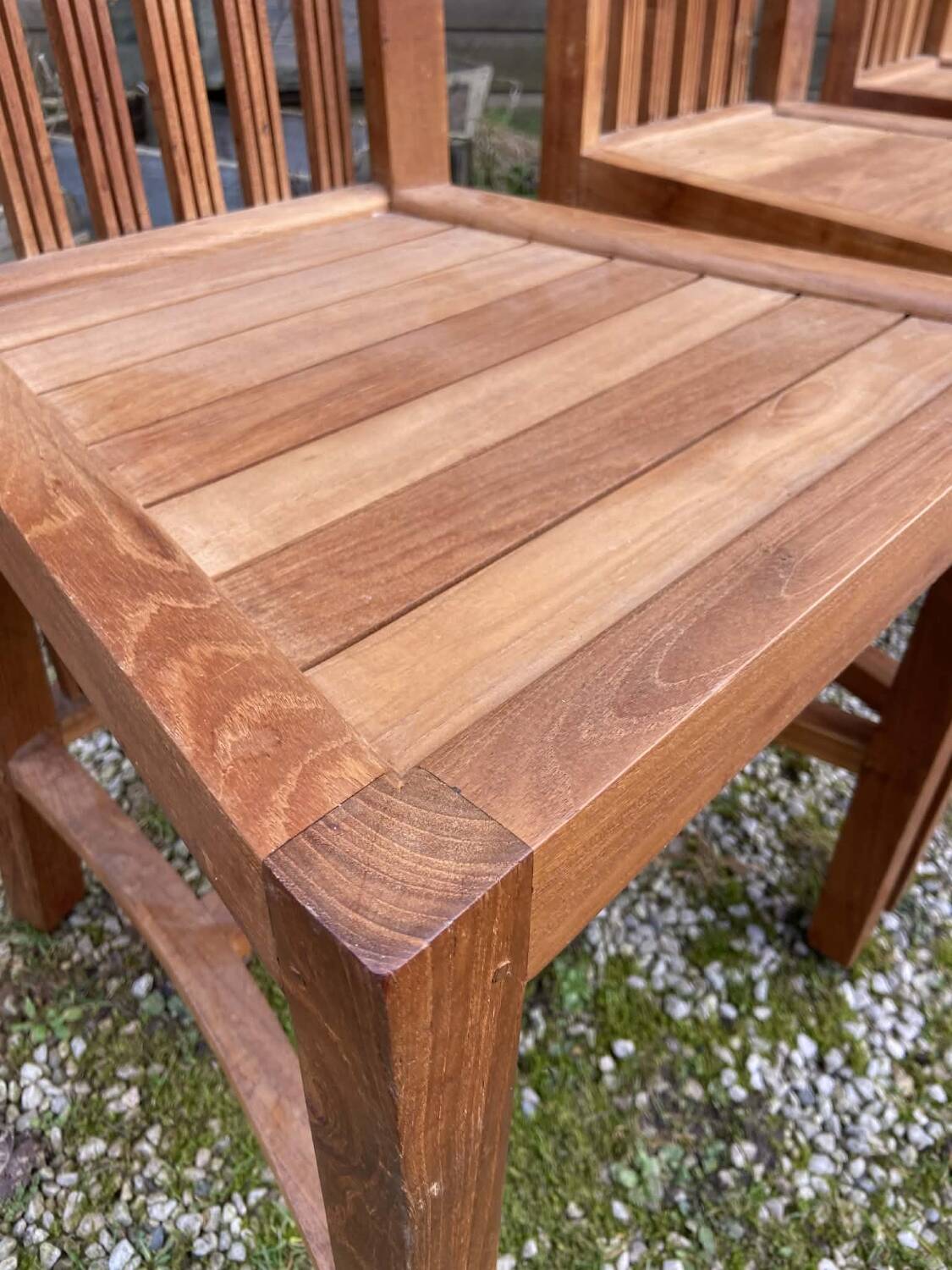 6 teak wood chairs