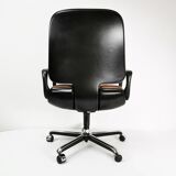 Leather desk chair, Vitra, designed by Wolfgang Mueller, 1970s.