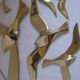 Wall Decoration Set 6 X Seagull / Swallow / Bird. Brass 70 / 80s