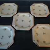 Suite of 5 vintage dessert plates