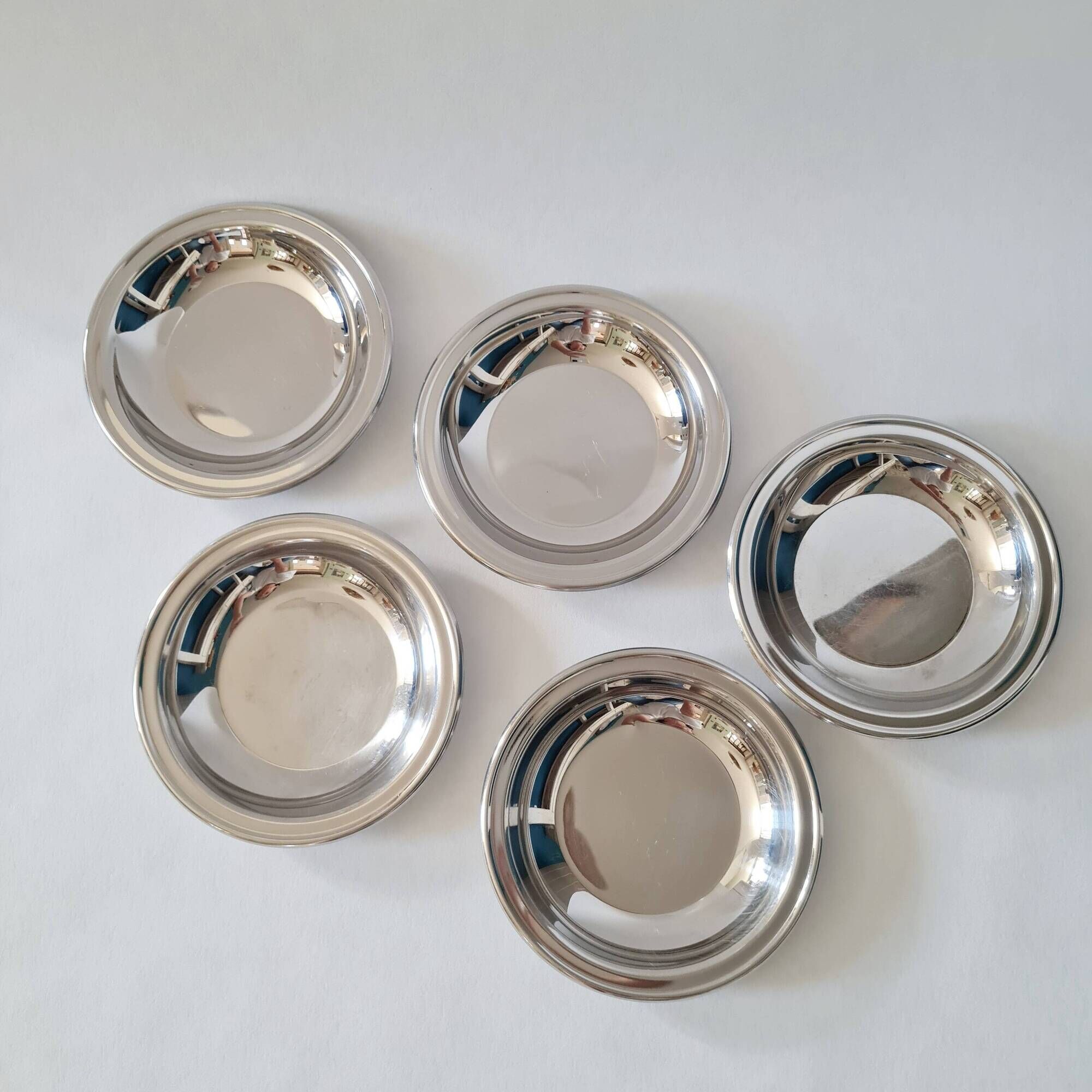 Set of 5 small stainless steel 18/10 bowls by Jean Couzon Silversmith - vintage