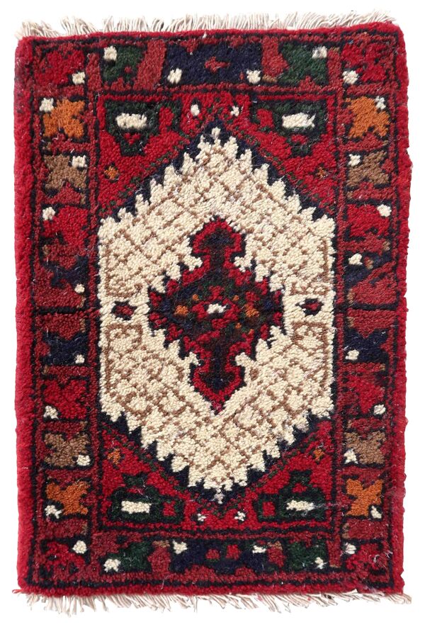 Vintage Persian carpet Hamadan handmade 41cm x 59cm 1970s