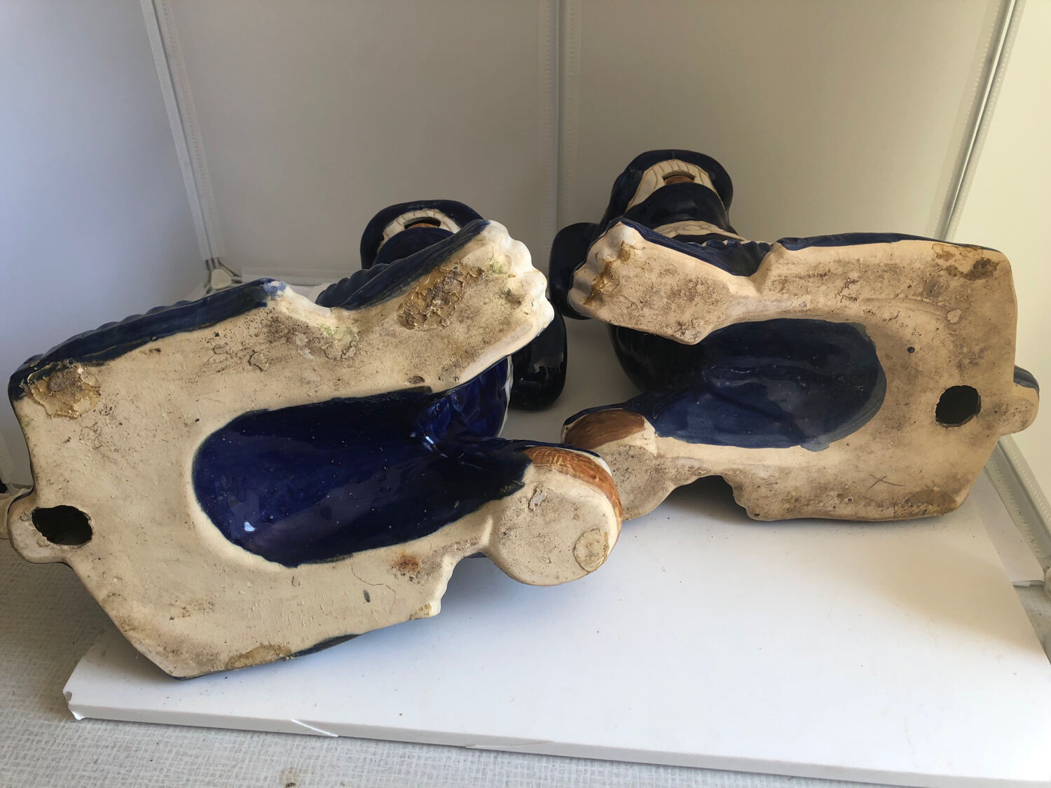 Vintage Chinese food dog ceramic Chinese blue and white dogs foo