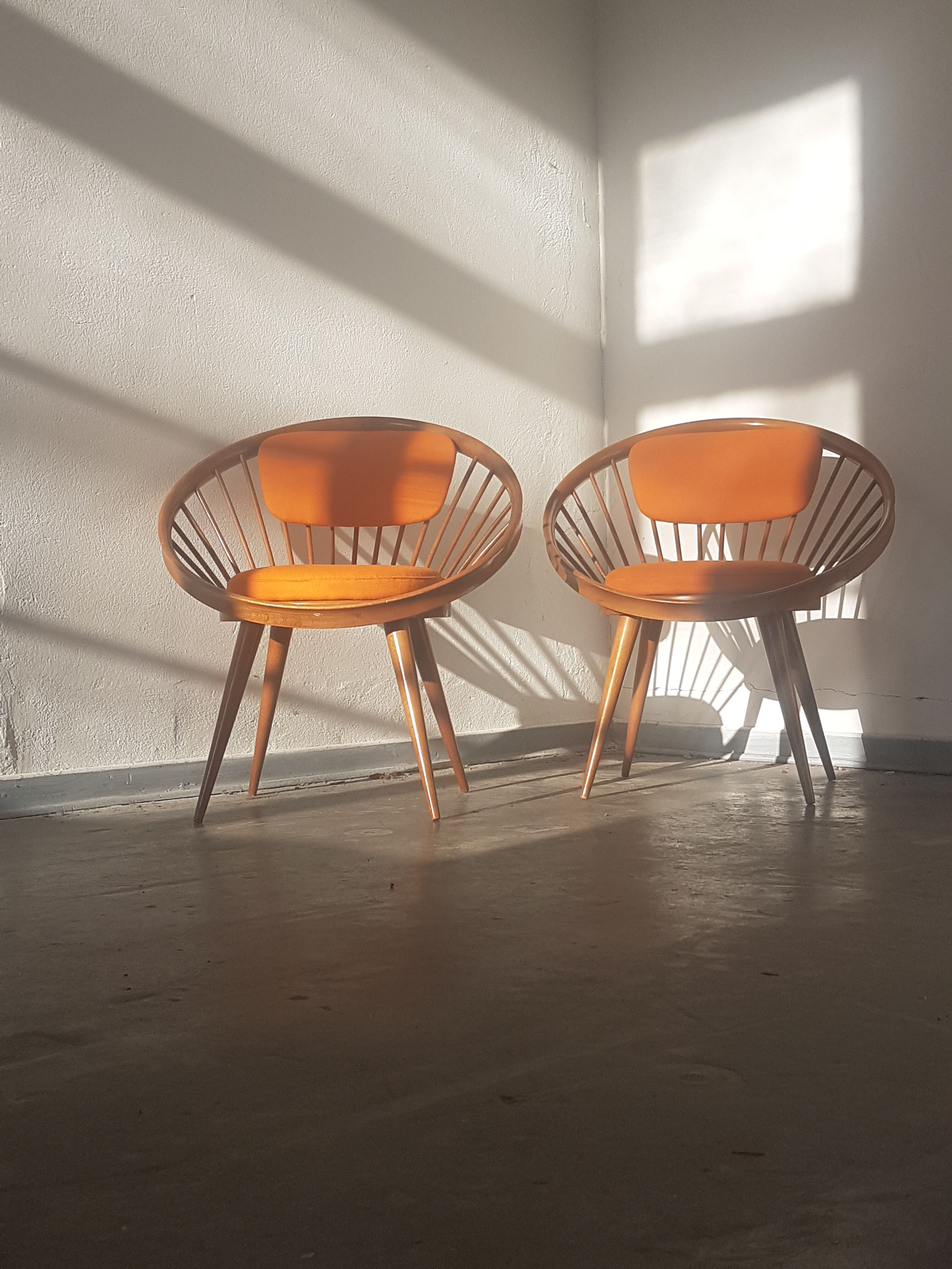 A pair of vintage circle chairs by Yngve Ekstrom