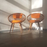 A pair of vintage circle chairs by Yngve Ekstrom