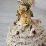 Set of 2 midcentury Italian ceramic floral table lamps