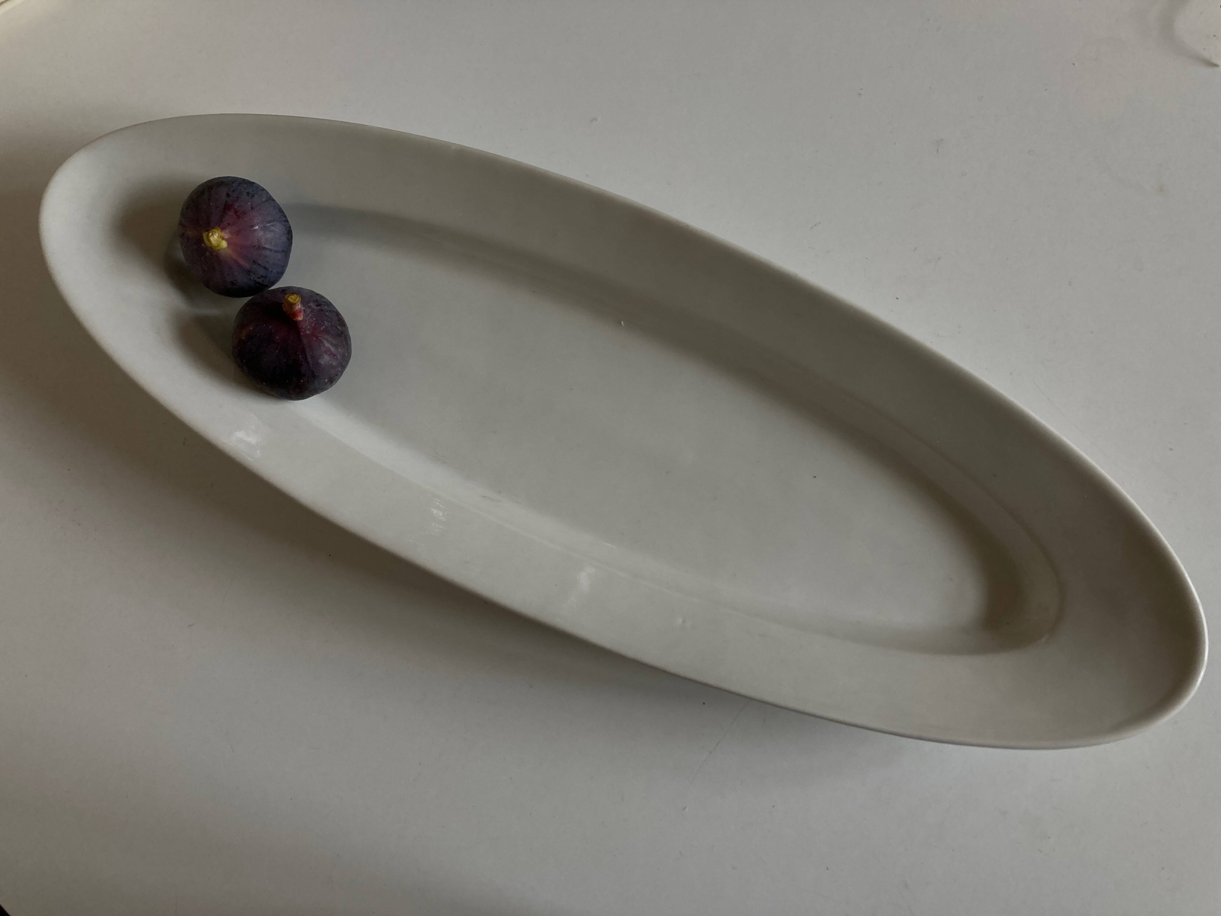 19th century white porcelain shuttle centerpiece dish